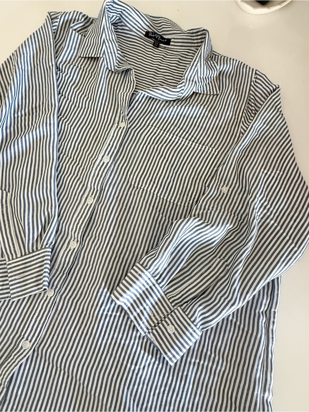 Velvet Heart Blue and White Striped Button-Up Shirt